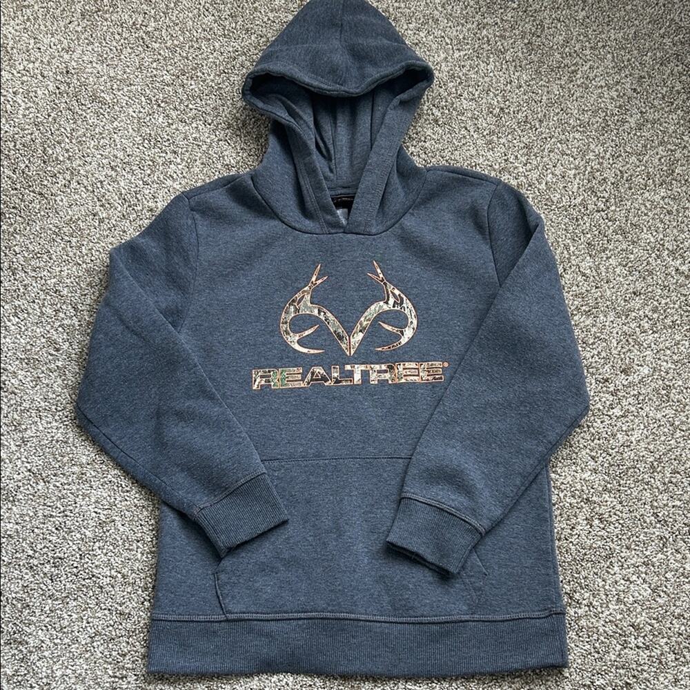Boys Realtree Dark Gray/Camo/Orange Hoodie, Size 10/12